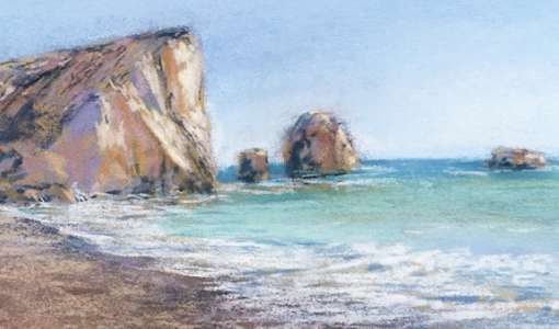 Mediterrane Landschaft in Pastell