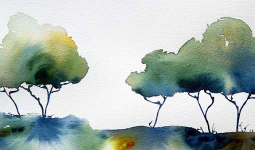 After Work: Lockere Aquarellbäume