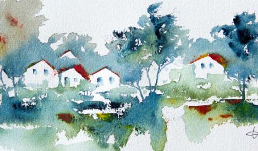 After Work: Lockere Aquarell-Landschaft