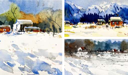 After Work: Ein Motiv - Mehrere Umsetzungen: Winterlandschaft in Aquarell
